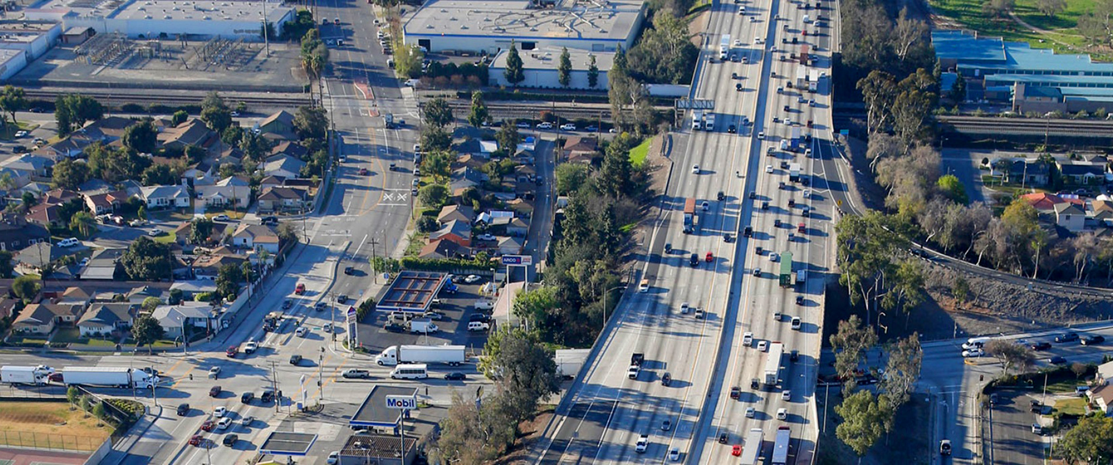 Aerial image of Westbound State Route 91 Project area.