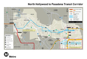 Map of North Hollywood to Pasadena Transit Corridor