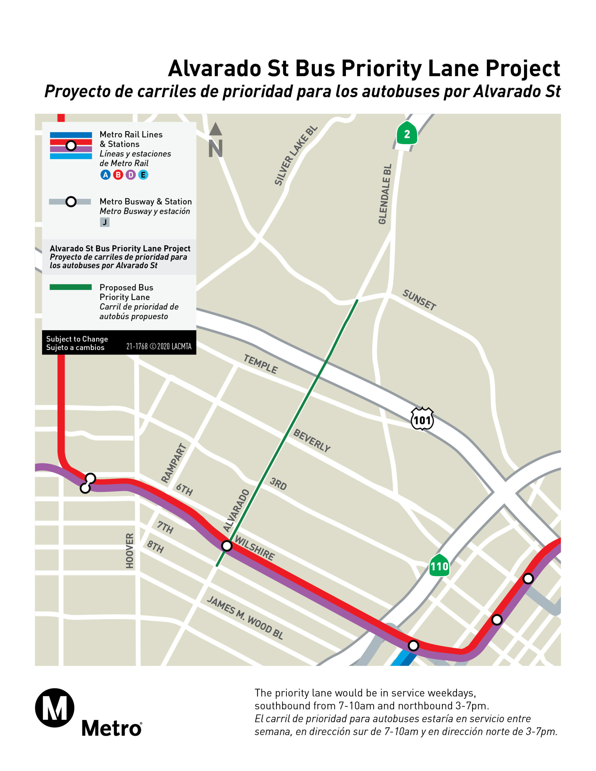 Alvarado Street Bus Priority Lane Project Map