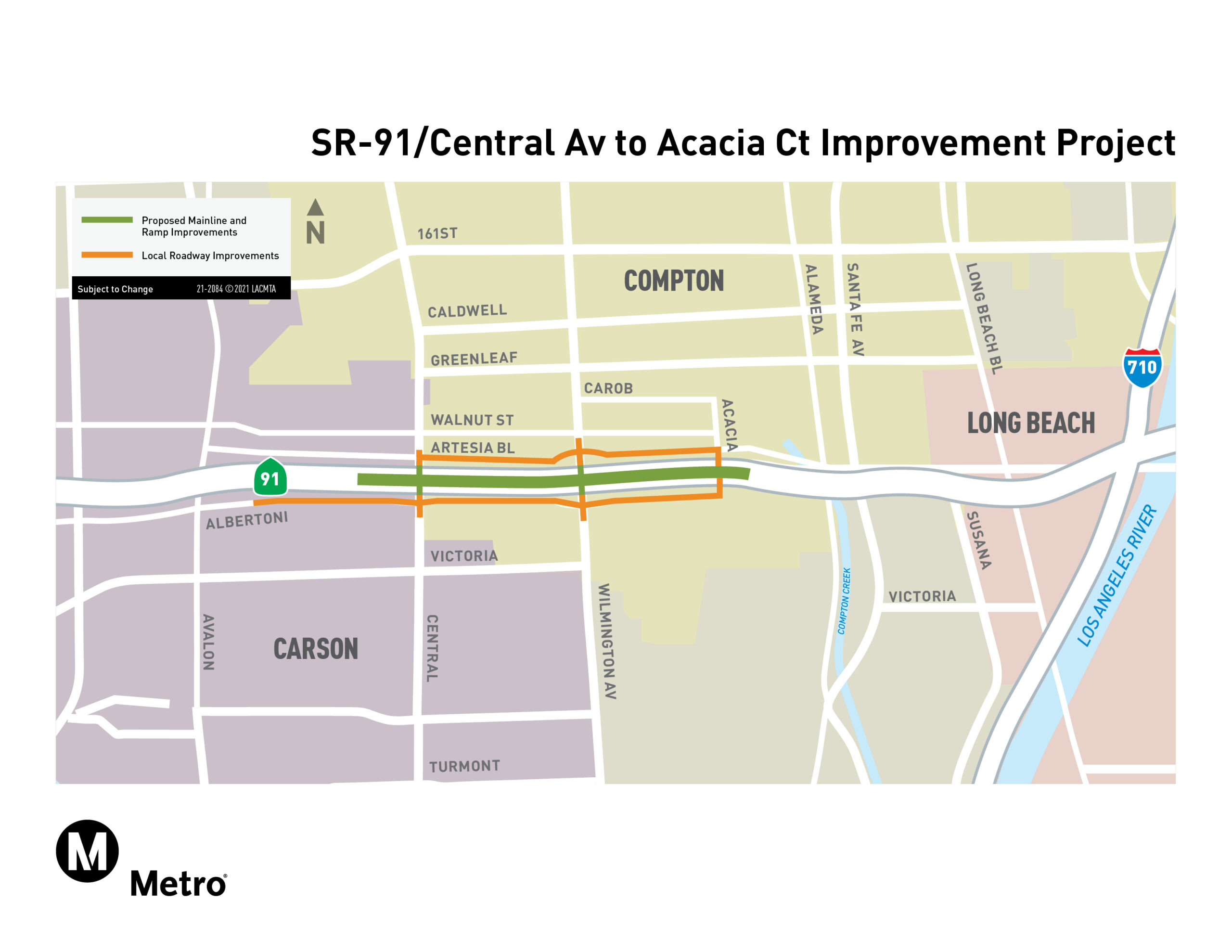 SR-91 Central Avenue to Acacia Court Project Map