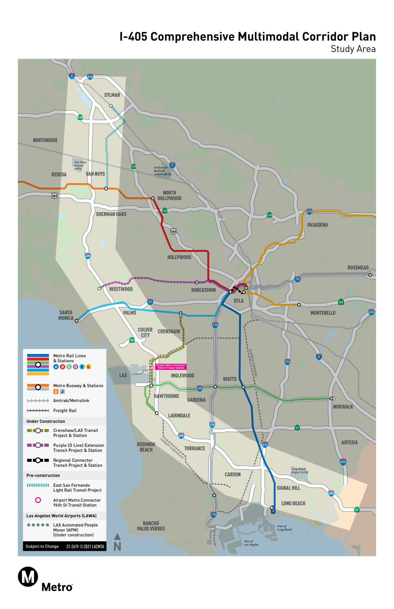Map of I-405 Comprehensive Multimodal Corridor Plan Study Area.