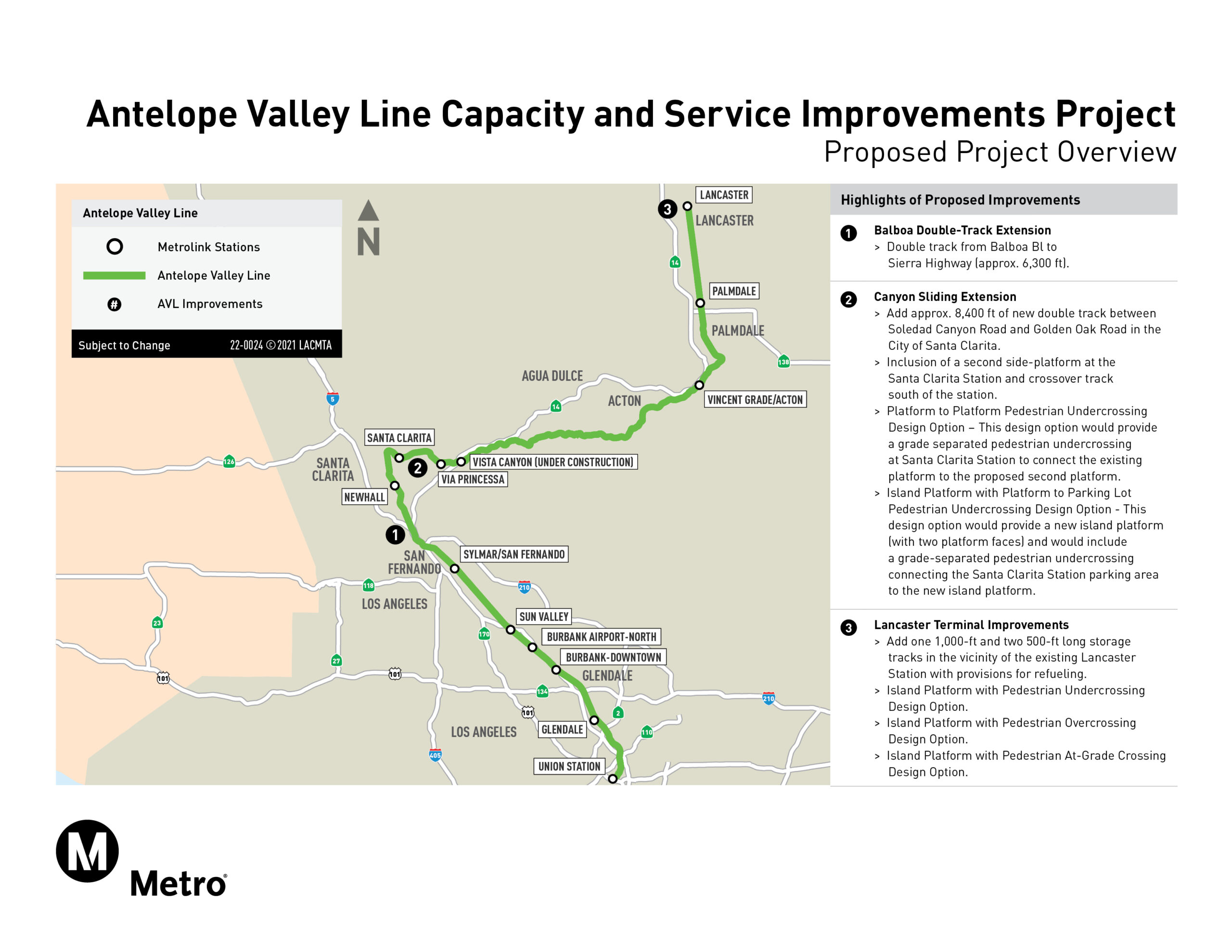 Antelope Valley Line Capacity and Service Improvements Program Project Map