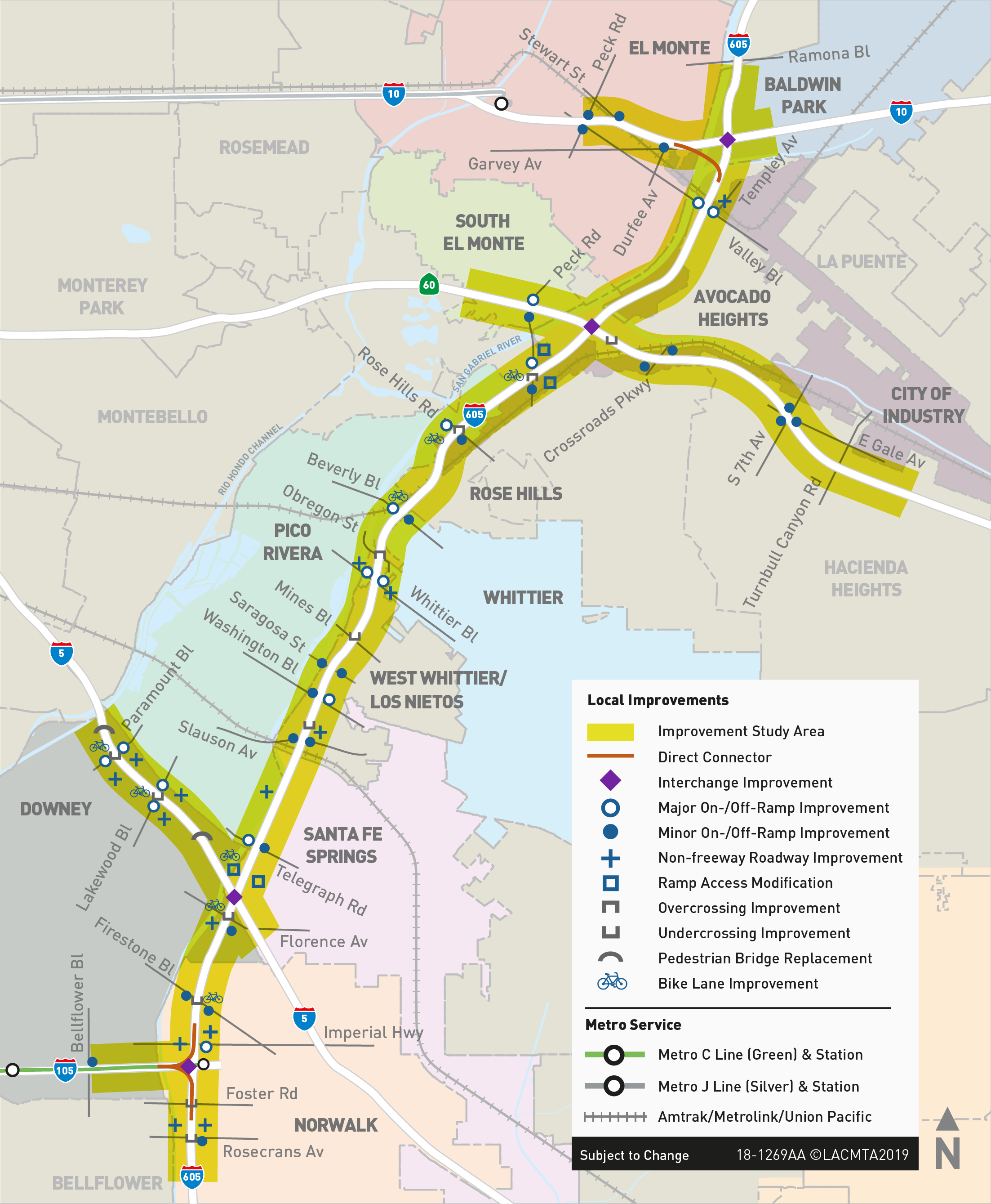Map of I-605 Corridor Improvement Project