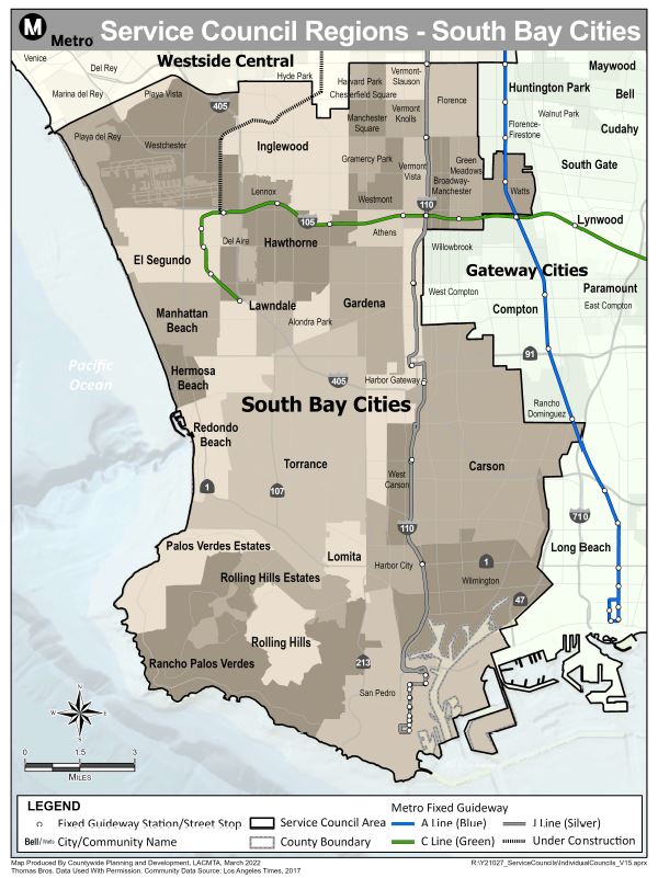 Map of South Bay Cities Service Council