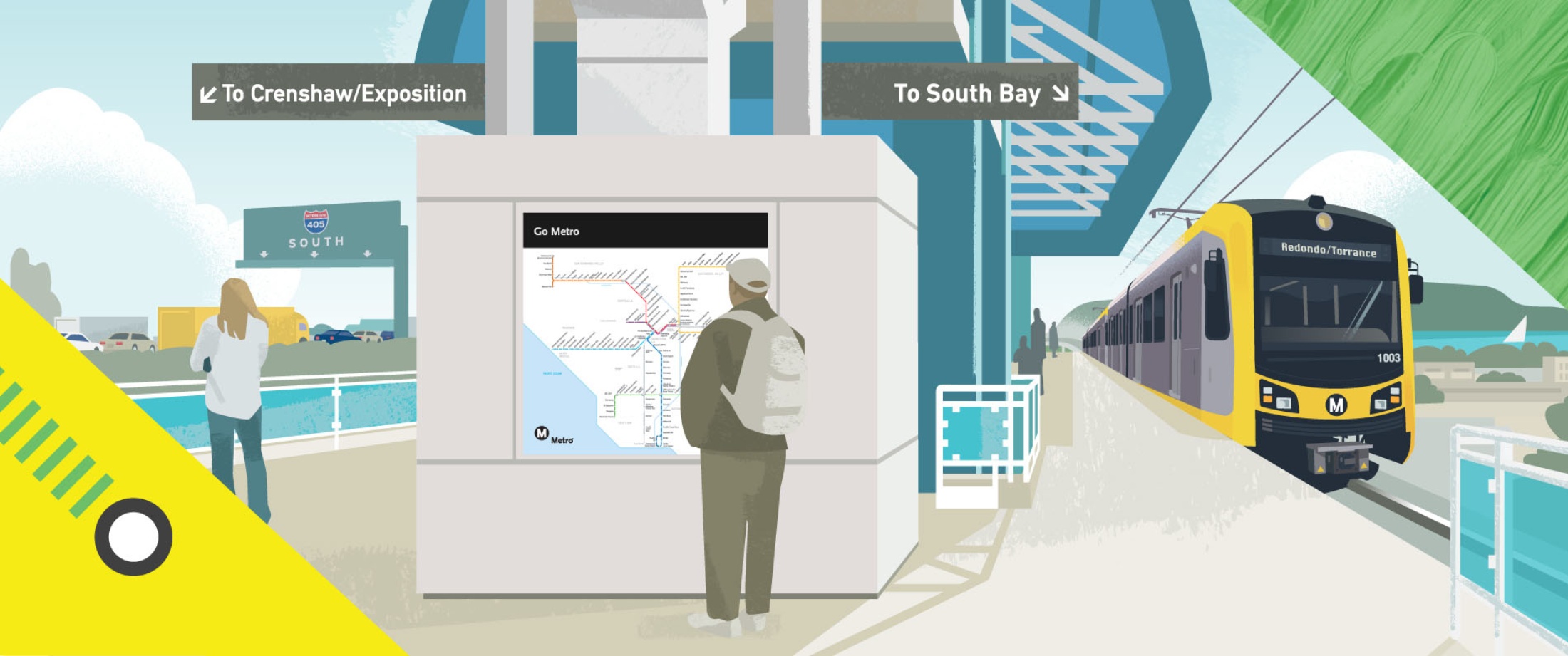 C Line platform with passengers viewing map and awaiting next train.