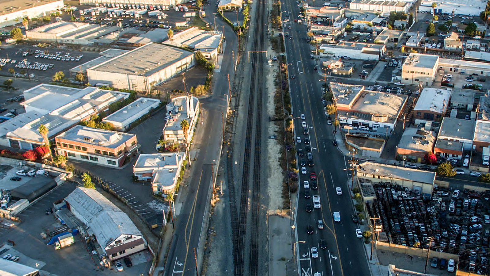 Aeriel image of Doran Street Grade Separation Improvements project area.