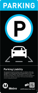 Metro Parking Liability sign