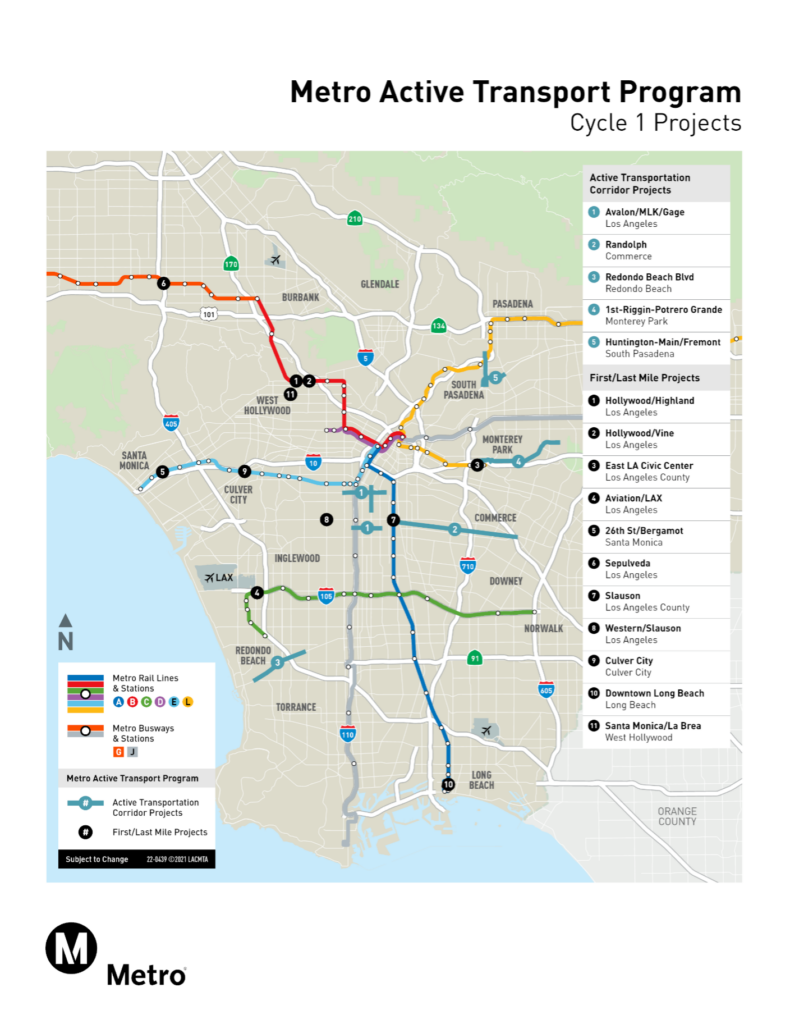 Map of Metro Active Transport, Transit and First/Last Mile Program