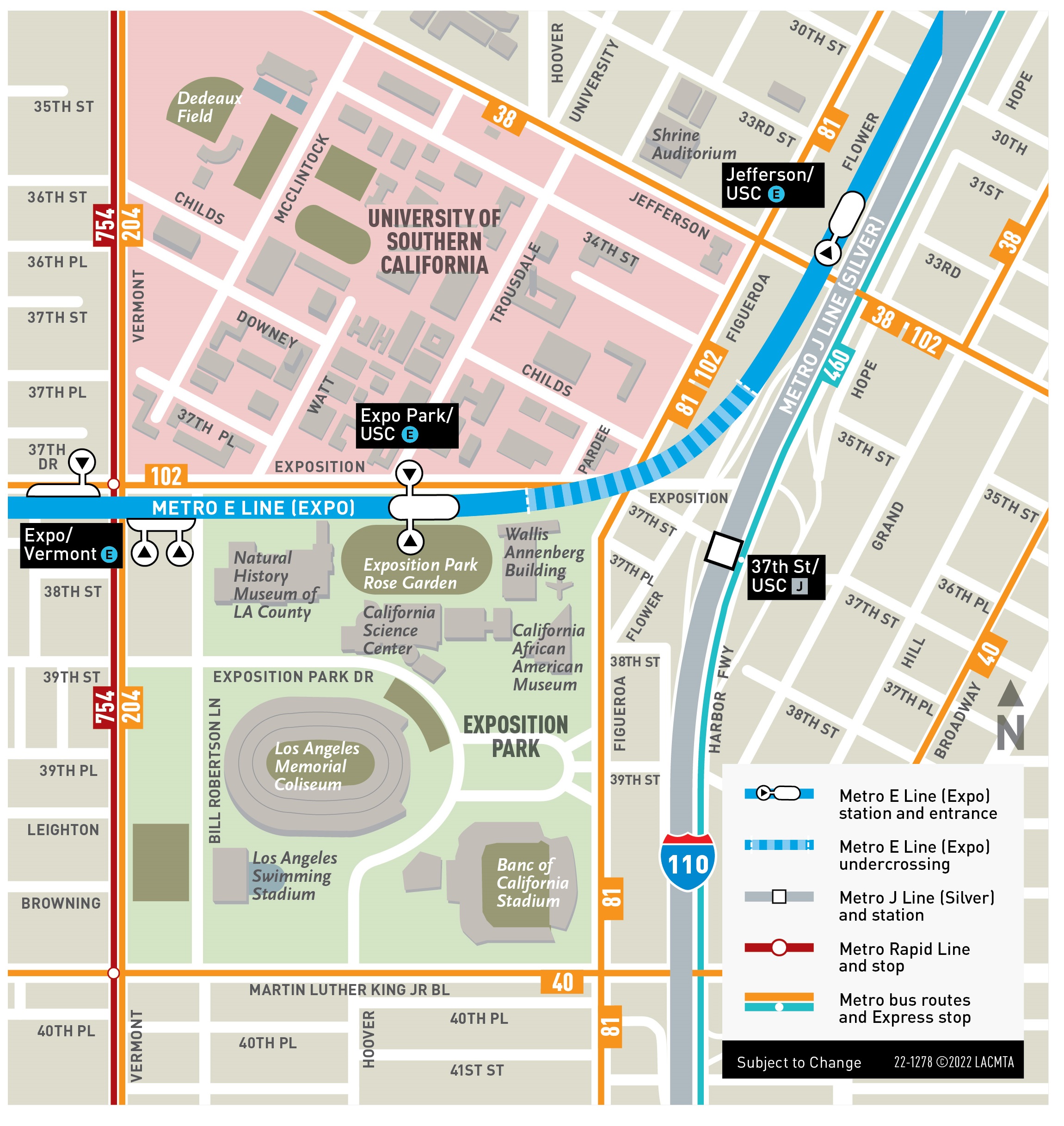 Map of Metro E Line (Expo) Expo/Coliseum Project