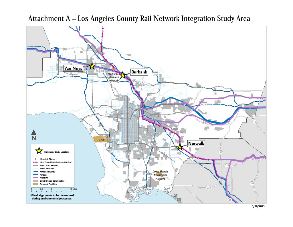 Map of Rail Network Integration Study area.