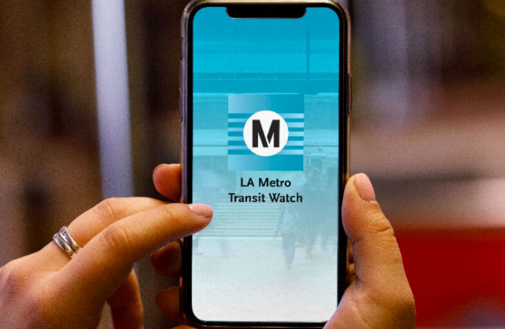 Customer using the Transit Watch App on mobile device.