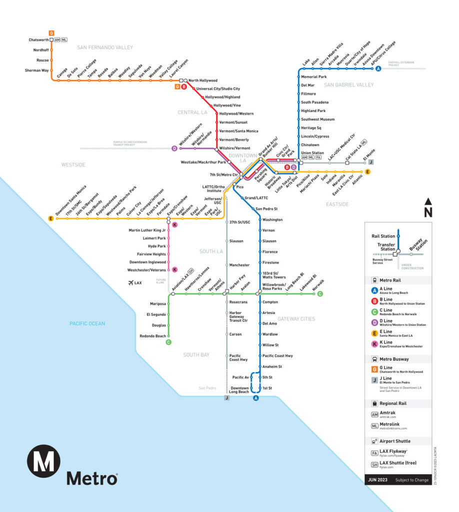 Metro System Map depicting changes now that the Regional Connector is open.